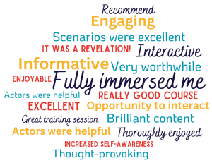 Word cloud showing delegates comments from a diversity and inclusion training session for NHS England