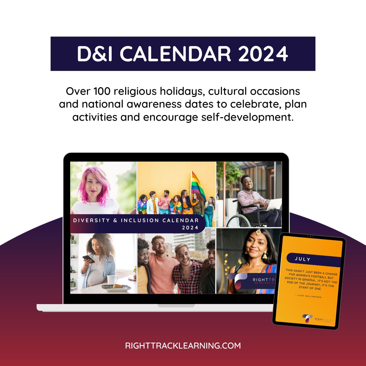 Diversity and Inclusion Calendar 2024 RightTrack Learning
