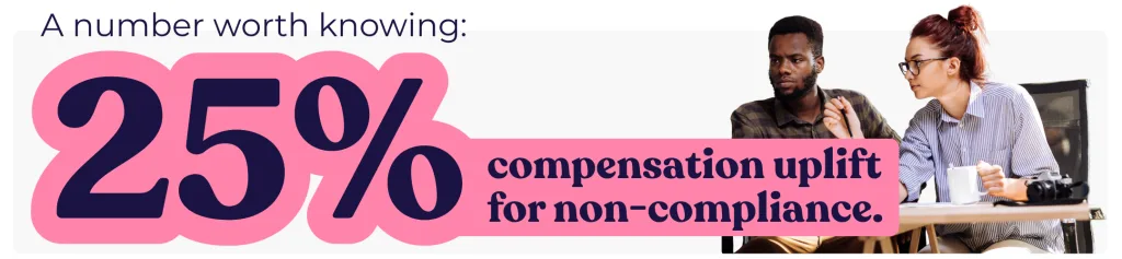 A number worth knowing: 25% compensation uplift for non-compliance.